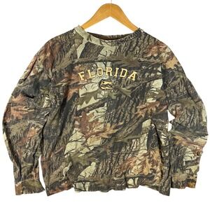 Boggy Creek Florida Gator Camo Long Sleeve Shirt Men's XL Vintage Distressed